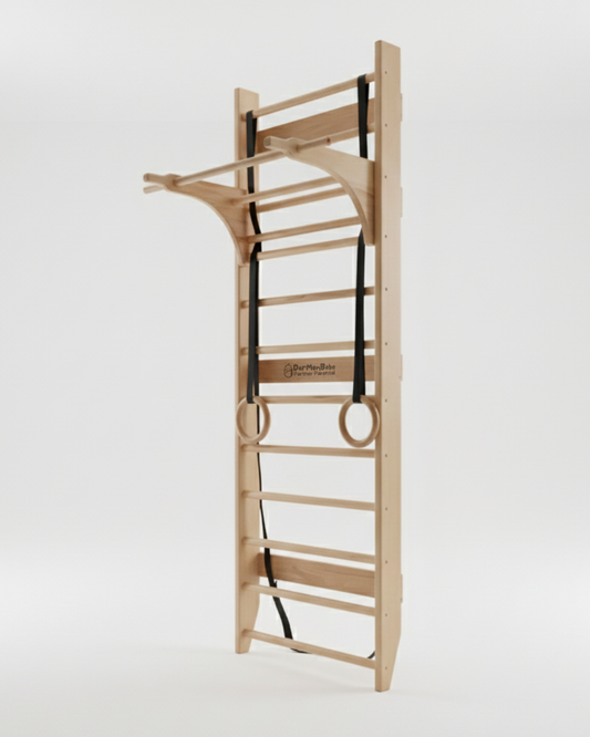 Échelle Murale Fitness avec Barre Amovible — Bois Hêtre