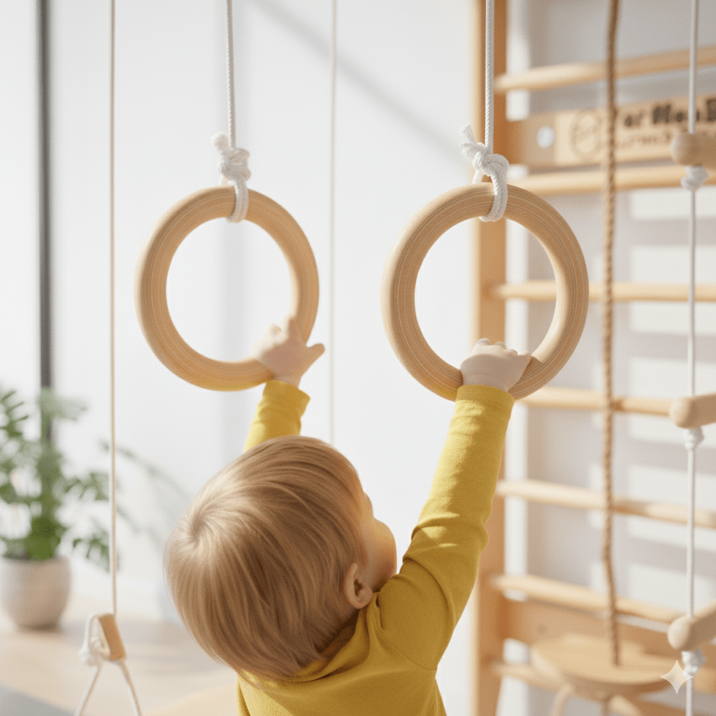 Anneaux de gymnastique professionnels bois hêtre - vrais anneaux qualité supérieure échelle suédoise
