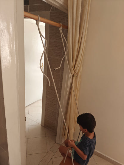 Barre de Traction Multi-Activités pour Cadre de Porte – Bois & Inox