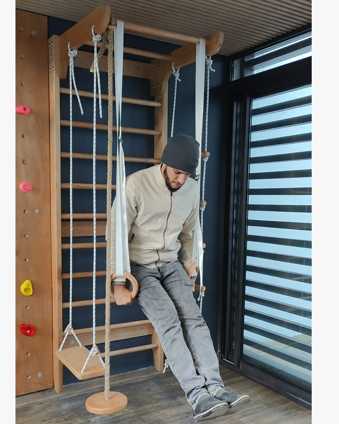 Échelle Suédoise en Bois Hêtre avec 4 Accessoires