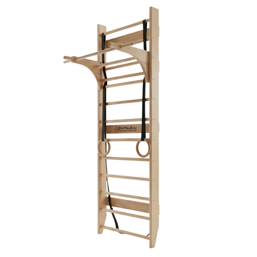 Échelle Murale Fitness avec Barre Amovible — Bois Hêtre