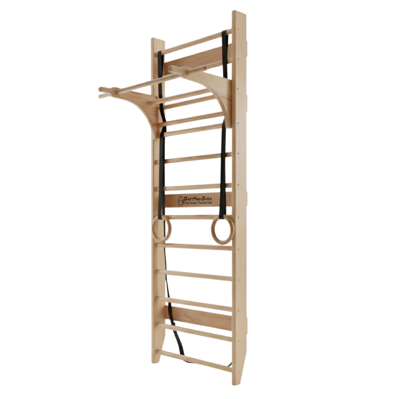Échelle Murale Fitness avec Barre Amovible — Bois Hêtre