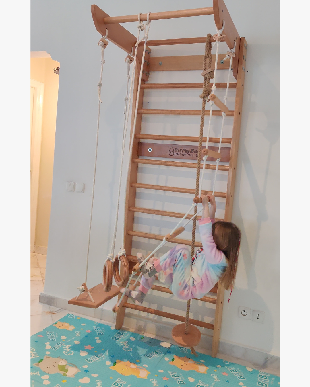 Échelle Suédoise en Bois Hêtre avec 4 Accessoires