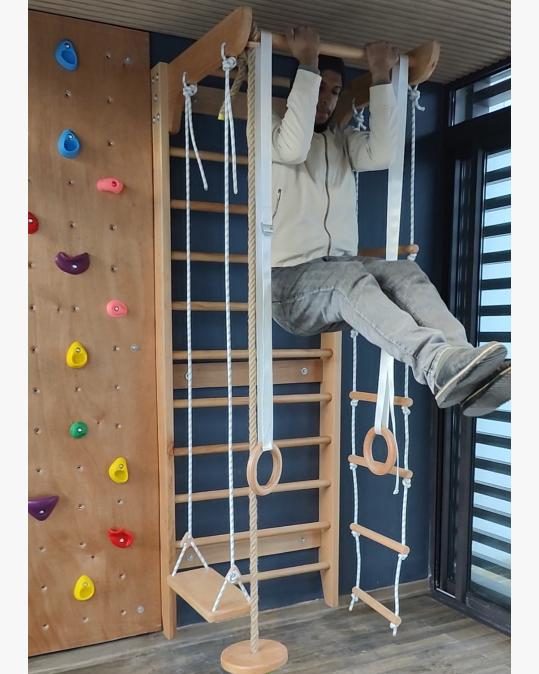 Échelle Suédoise en Bois Hêtre avec 4 Accessoires